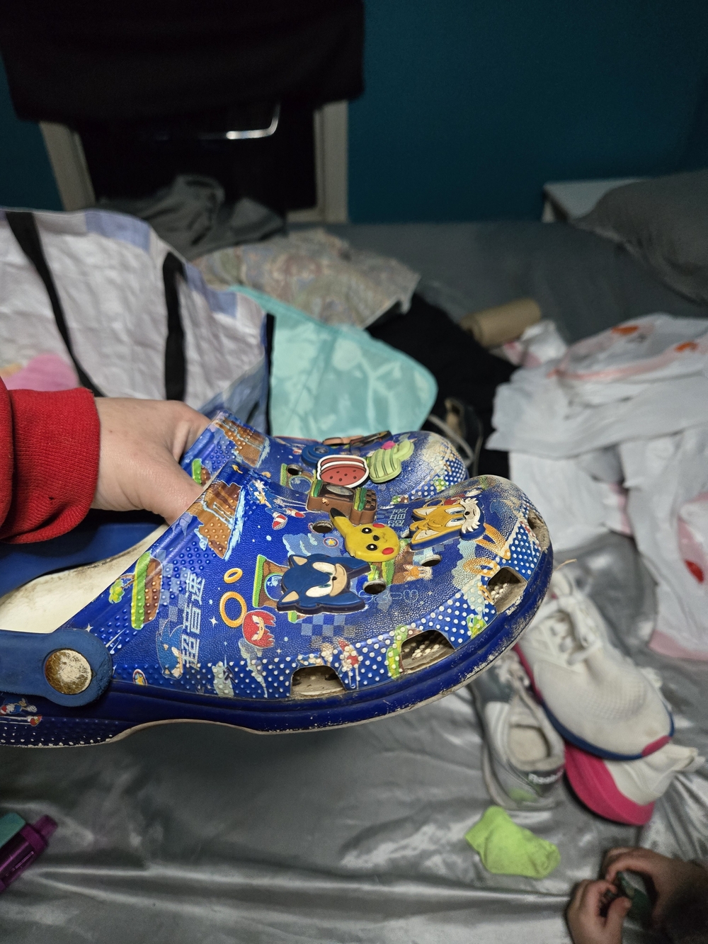 CROCS Kids Blue Character Clogs with Playful Cartoon Accents